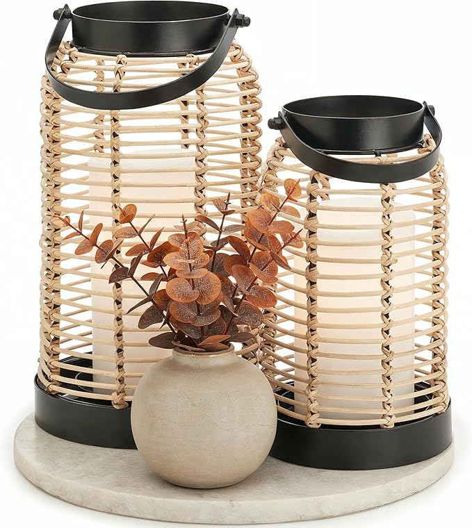 Natural Rattan Boho Lanterns