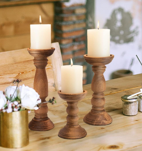 Wooden Candle Pillars